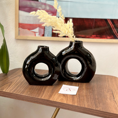 Vase Tafoukt noir vernis - Ajbir