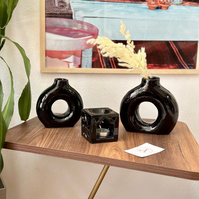 Vase Tafoukt noir vernis - Ajbir