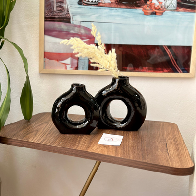 Vase Tafoukt noir vernis - Ajbir