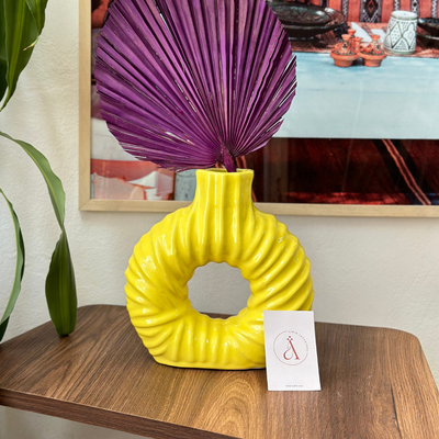 Vase Tafoukt jaune ondulé - Ajbir