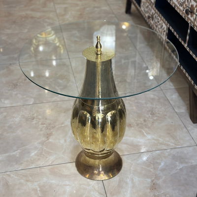 Traditional brass and glass coffee table