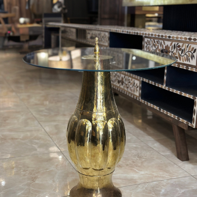 Traditional brass and glass coffee table