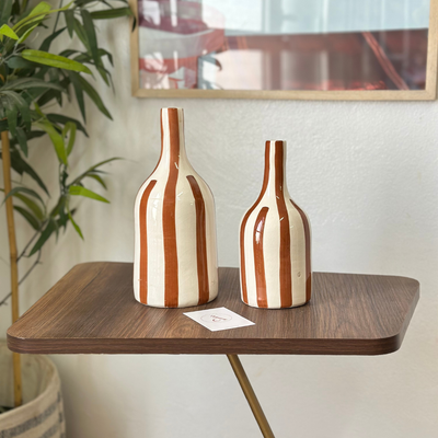 Striped brown bottle vase