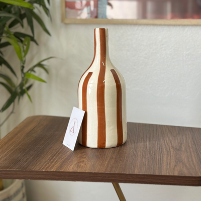 Striped brown bottle vase