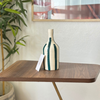 Striped petrol blue bottle vase