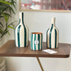 Striped petrol blue bottle vase