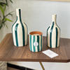 Striped petrol blue bottle vase